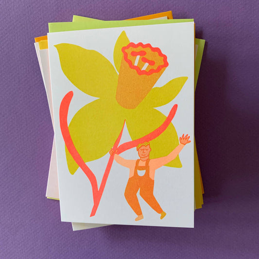 Daffodil - Blooming Risograph Mini (4-bar) Card