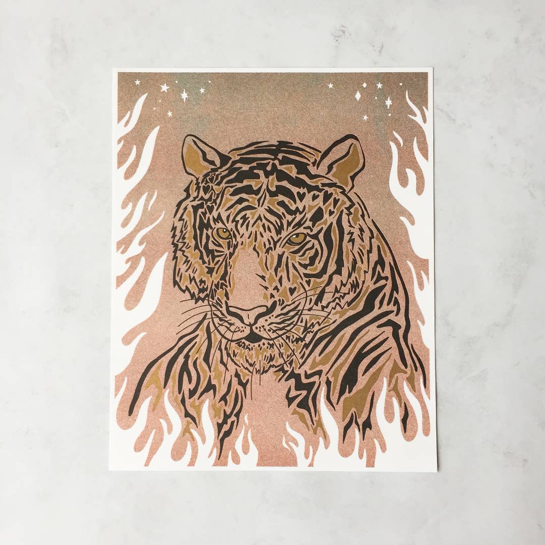 Tiger Eyes Riso Print