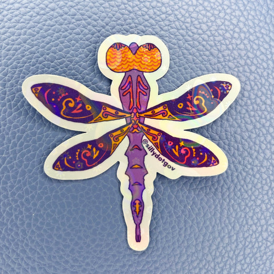 Psychedelic Dragonfly Holographic Sticker - 1