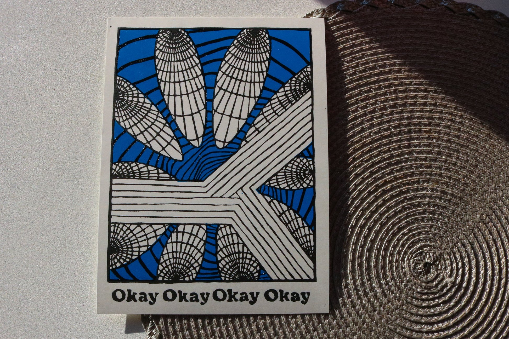 Okay X4 Linocut Print - 1