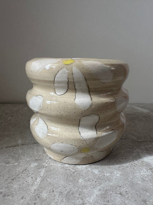 Wavy floral handmade ceramic vase - 1