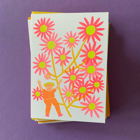 Aster - Blooming Risograph Mini (4-bar) Card