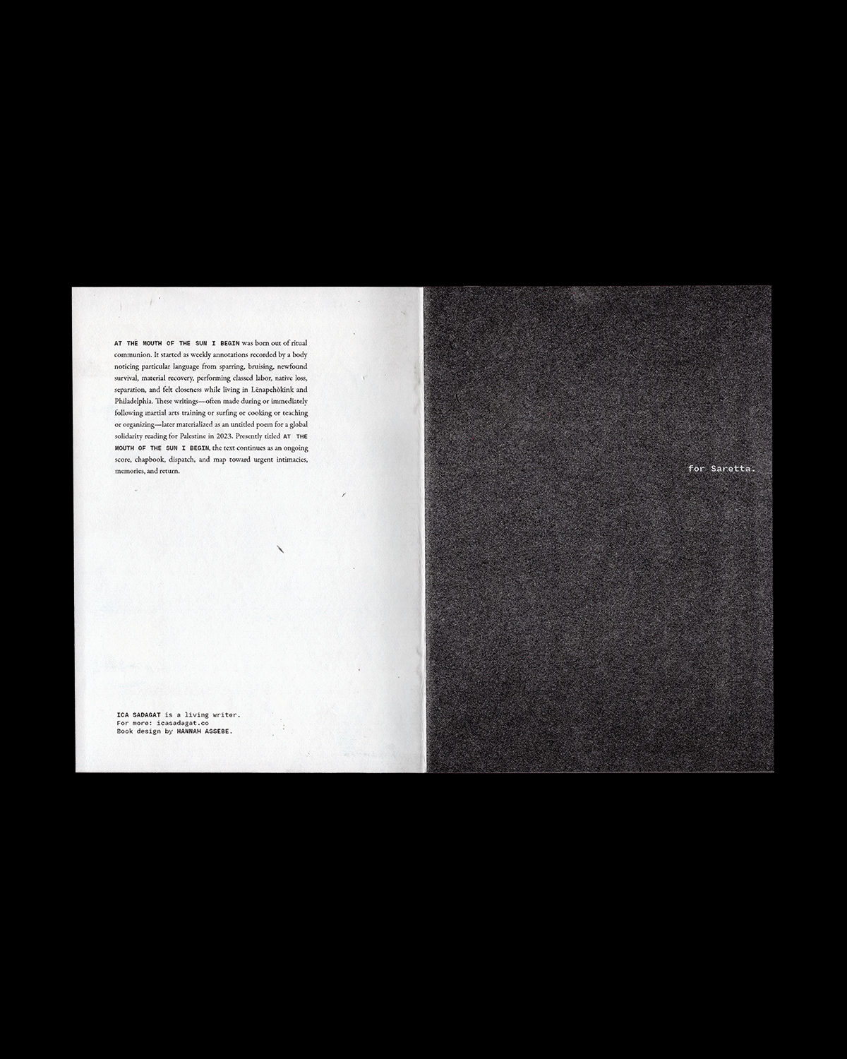 AT THE MOUTH OF THE SUN I BEGIN – Zine