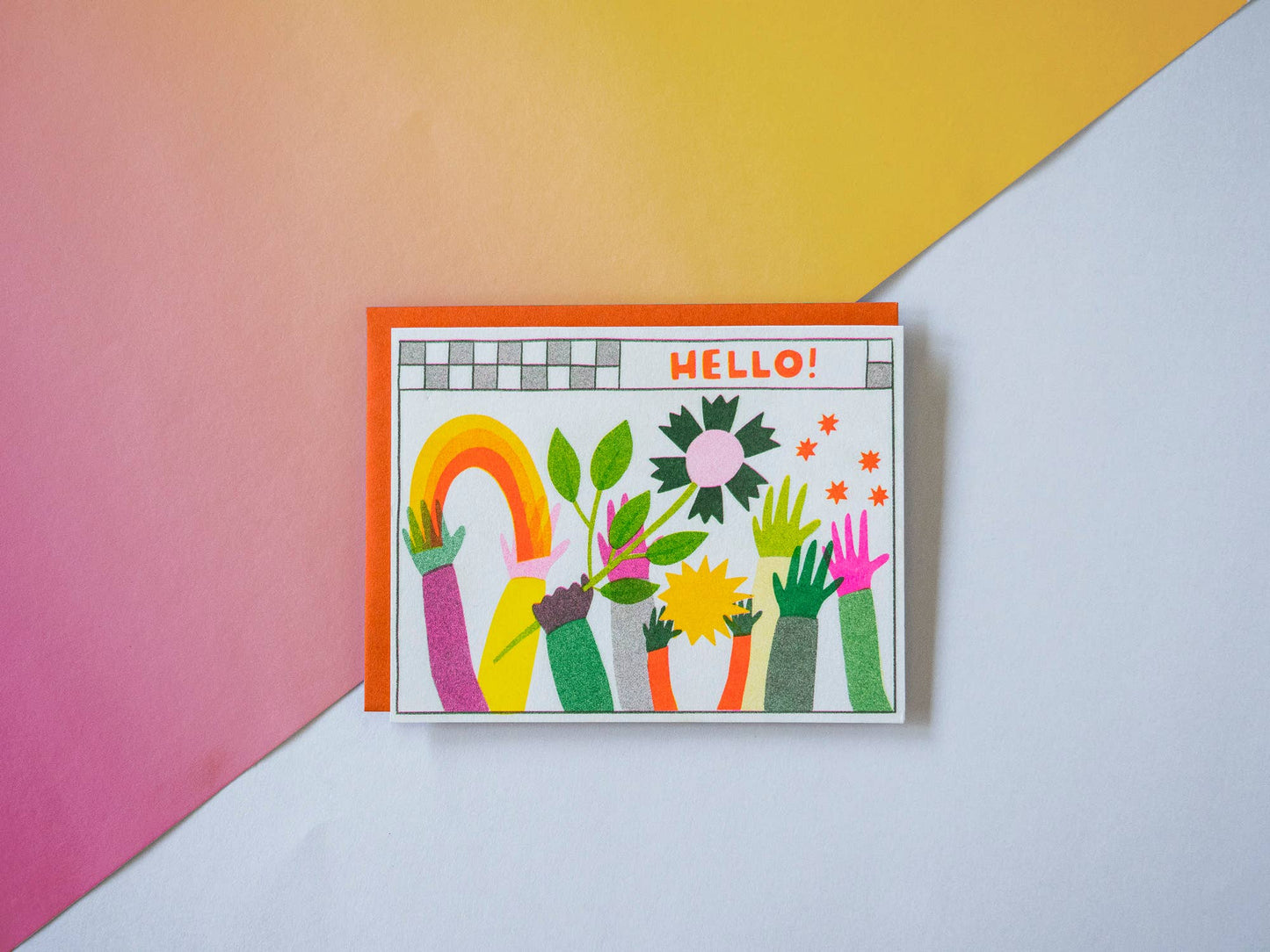 Hello High Fives - Risograph Greeting Card