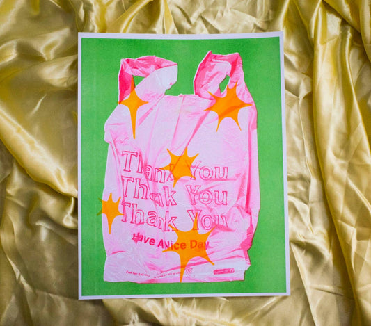 Thank You Bag Green Risograph Print