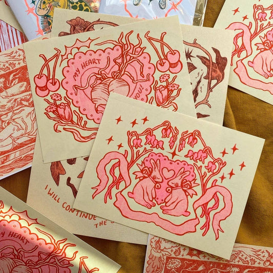 Bunny Love Riso Printed Valentine