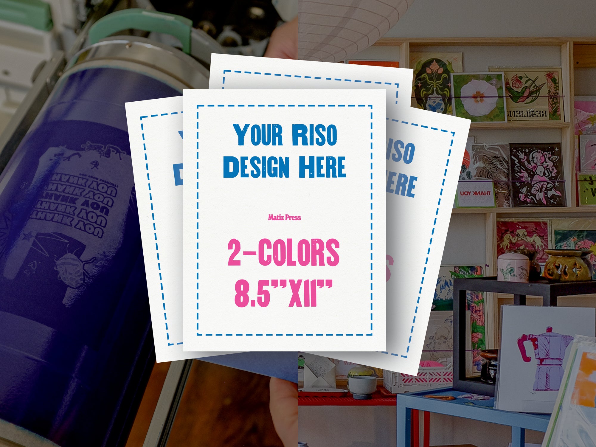 2-Color Custom Risograph Prints – Letter Size (8.5"x11")